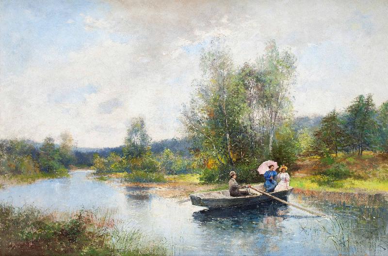 Severin Nilsson Rowing in a summer landscape